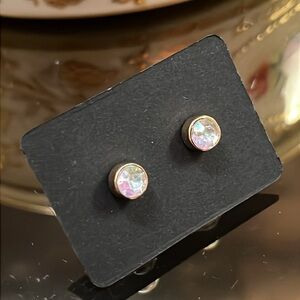 Iridescent Channel Set Crystal Stud Earrings